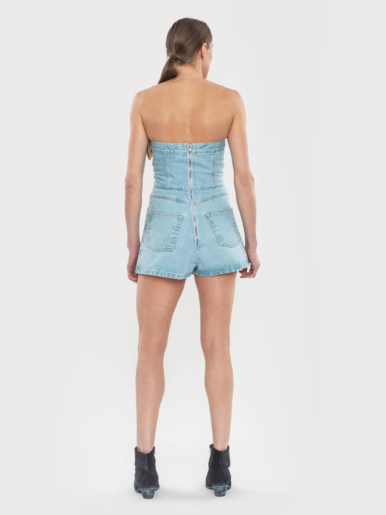 Buy Denim Shortall with Skirt Detail – by Ksenia Schnaider | Ethical & Sustainable Fashion