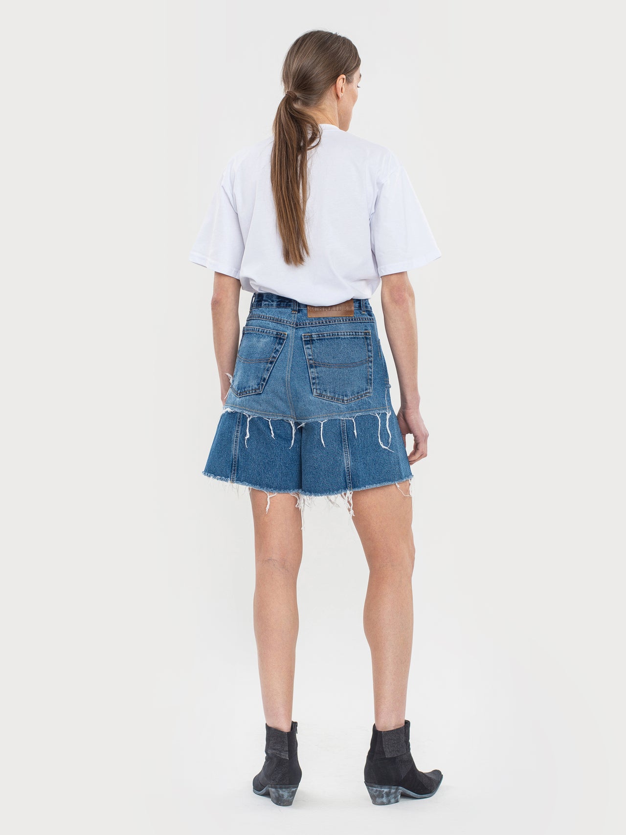 Buy Reworked Denim Shorts – Bottoms by Ksenia Schnaider | Ethical & Sustainable Fashion