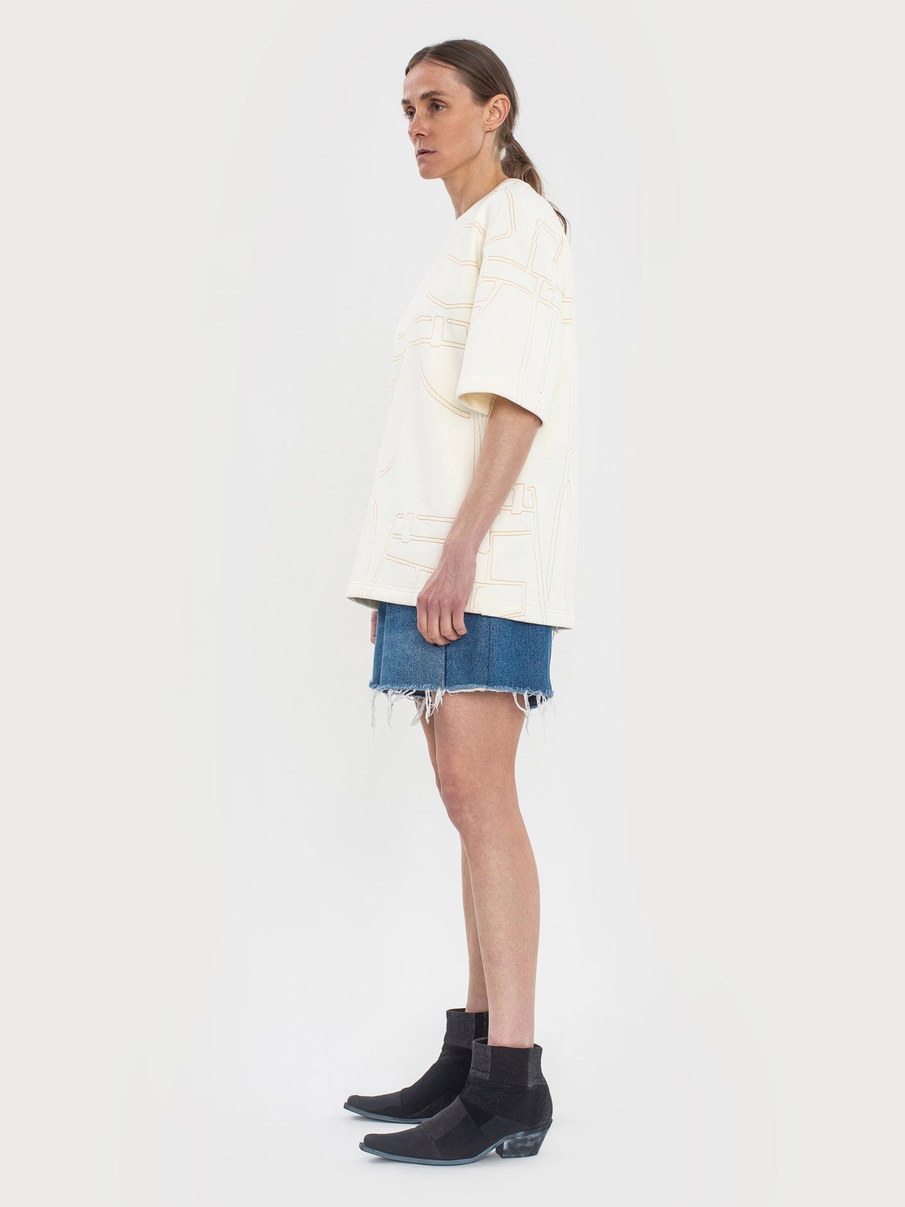 Buy Denim Stitch T-Shirt – Tops by Ksenia Schnaider | Ethical & Sustainable Fashion