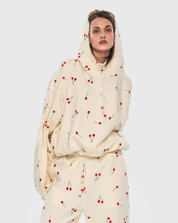 Buy Hoodie with Embroidered Cherries – Tops by Ksenia Schnaider | Ethical & Sustainable Fashion