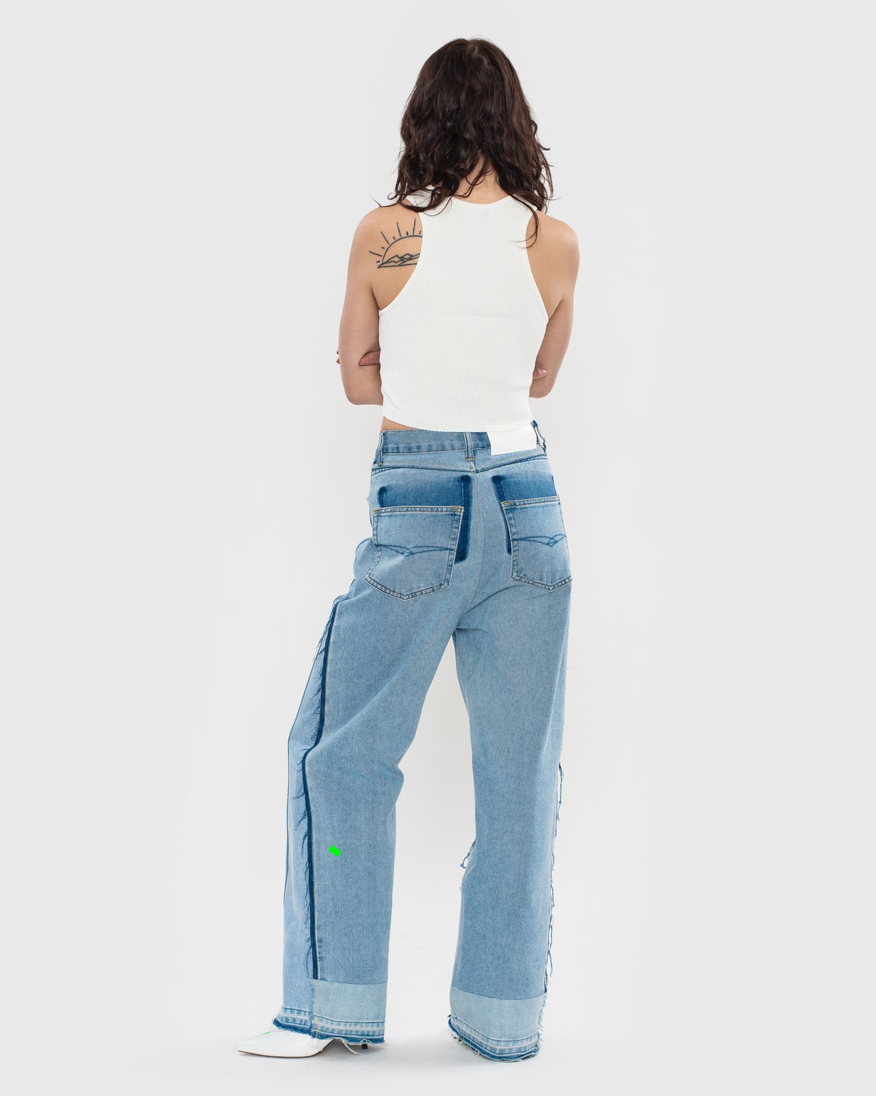 Buy Reworked Denim Wide Jeans – Bottoms by Ksenia Schnaider | Ethical & Sustainable Fashion
