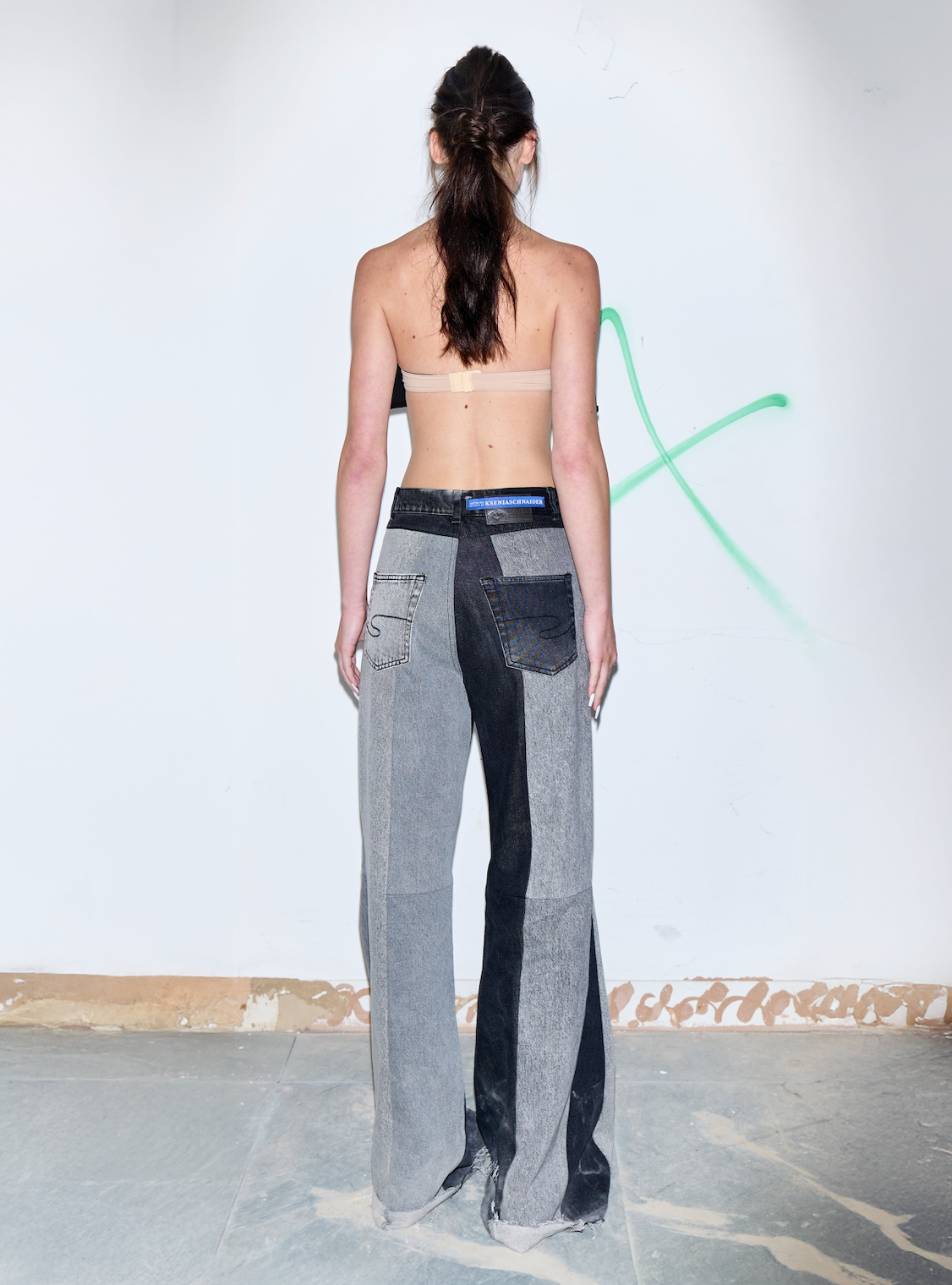 Buy Reworked Striped Flared Jeans – Bottoms by Ksenia Schnaider | Ethical & Sustainable Fashion