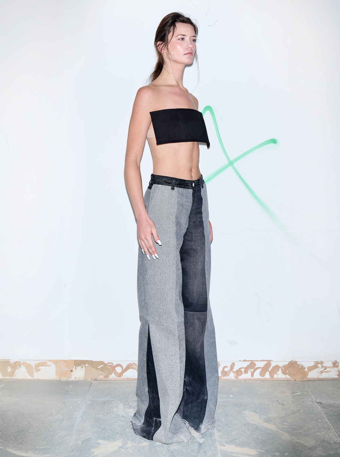 Buy Reworked Striped Flared Jeans – Bottoms by Ksenia Schnaider | Ethical & Sustainable Fashion