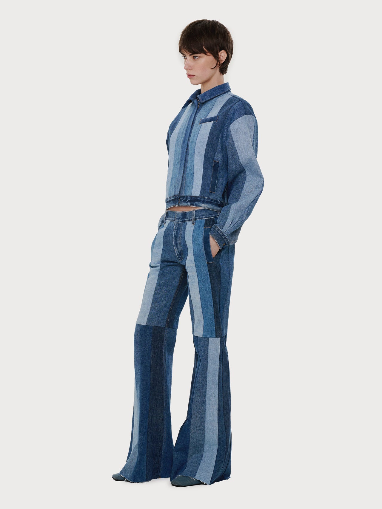 Buy Reworked Striped Jacket – Outerwear by Ksenia Schnaider | Ethical & Sustainable Fashion