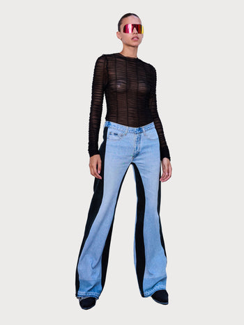 Wide Jeans with Slim Contrast Side Lines