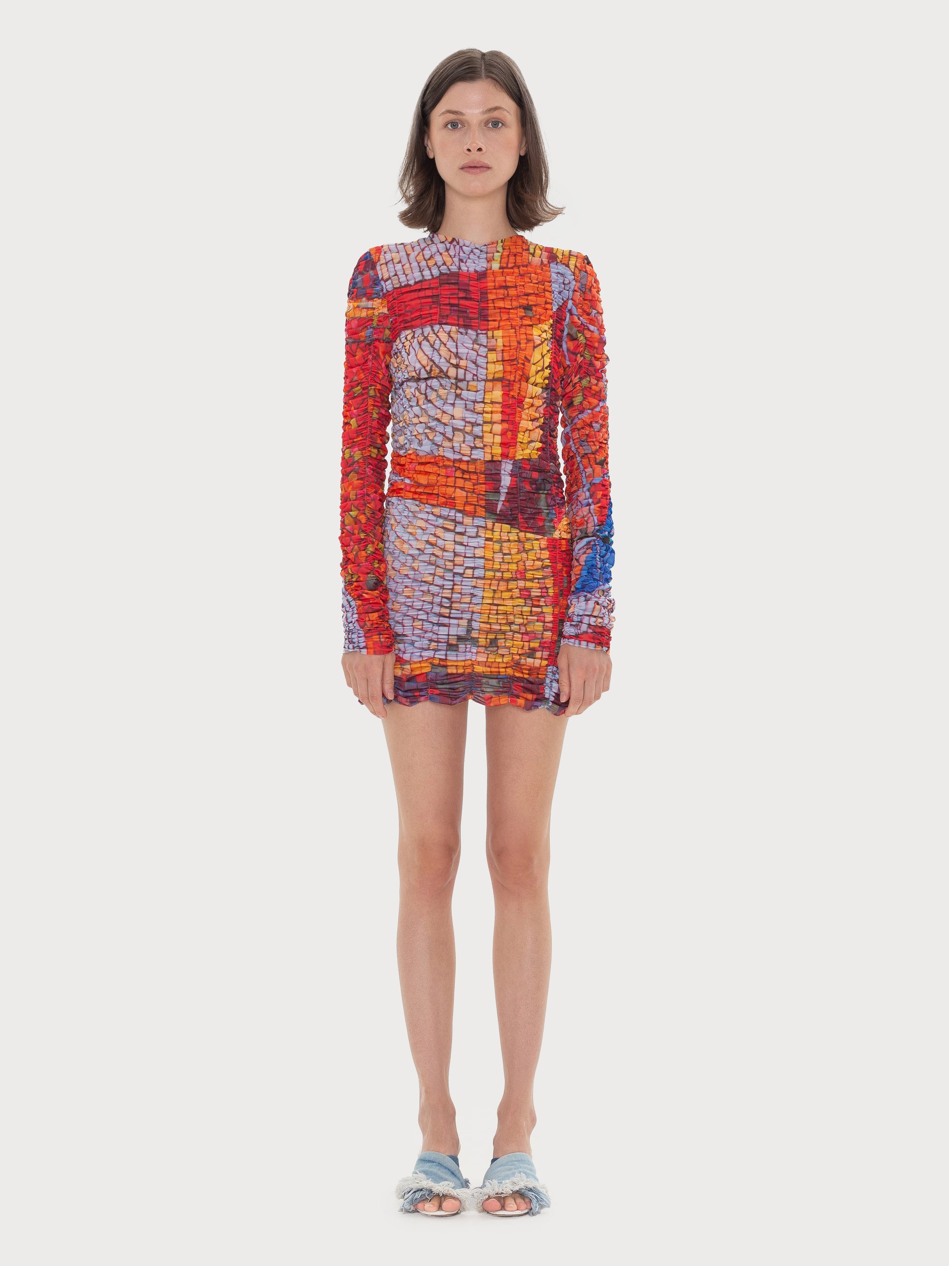 Buy Draped Mosaic Mesh Dress – Dresses by Ksenia Schnaider | Ethical & Sustainable Fashion