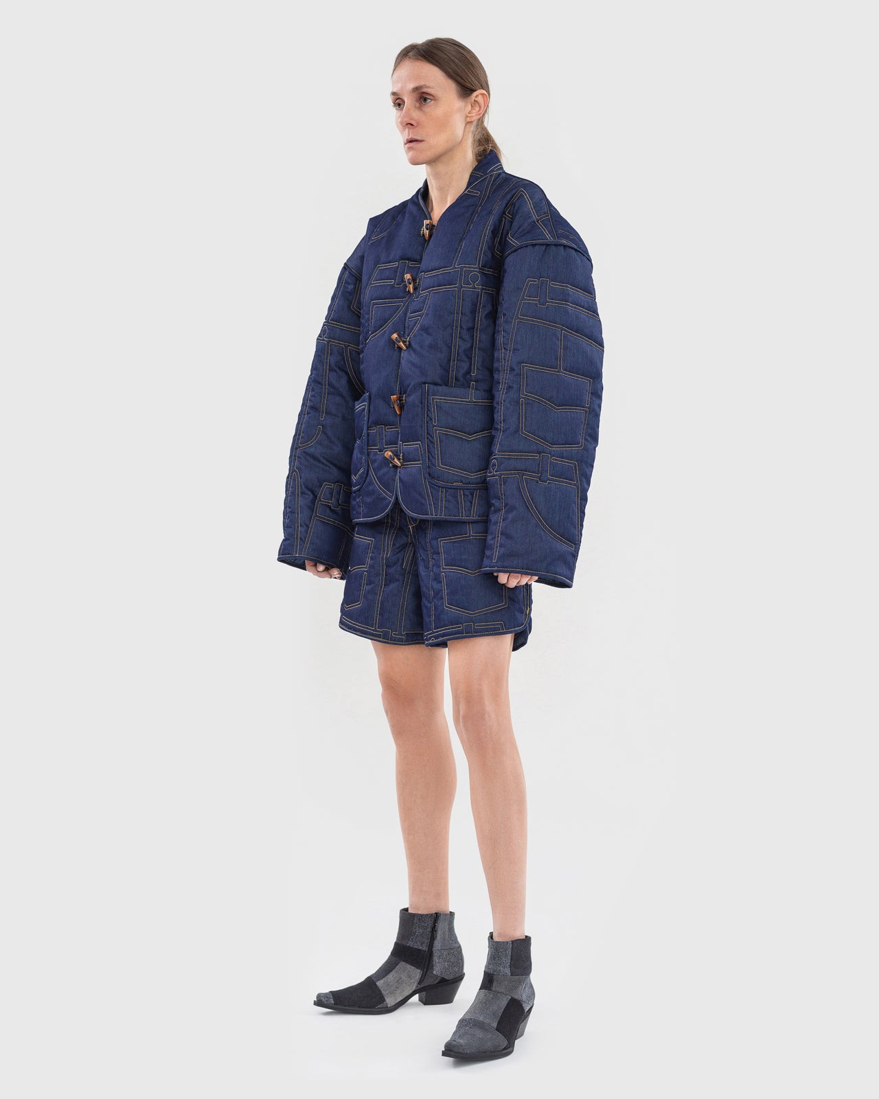 Buy Quilted Denim Shorts – Bottoms by Ksenia Schnaider | Ethical & Sustainable Fashion