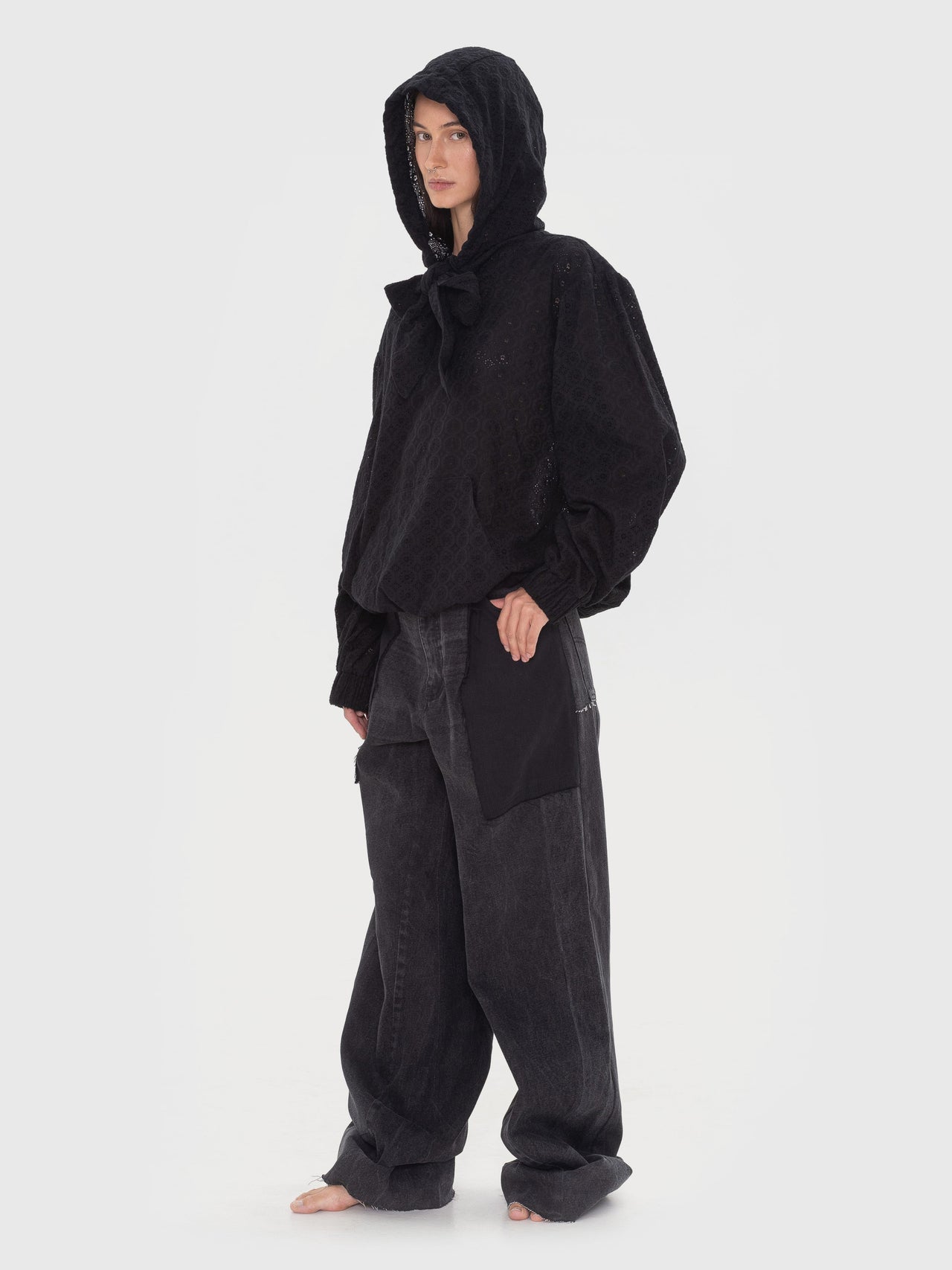 Buy Reworked Jeans with Contrast Pockets – Bottoms by Ksenia Schnaider | Ethical & Sustainable Fashion