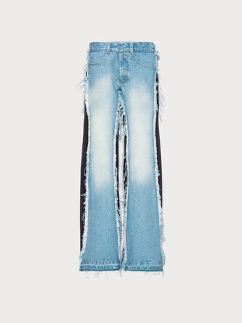 Buy Vintage Effect Jeans With Contrast Side Panels – Bottoms by Ksenia Schnaider | Ethical & Sustainable Fashion