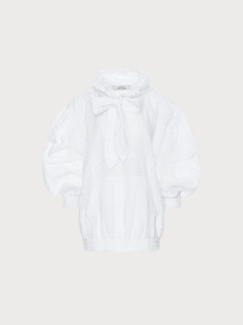Buy Broderie Anglaise Hoodie with Bow Detail (Template Test) – Tops by Ksenia Schnaider | Ethical & Sustainable Fashion