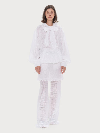Buy Broderie Anglaise Hoodie with Bow Detail (Template Test) – Tops by Ksenia Schnaider | Ethical & Sustainable Fashion