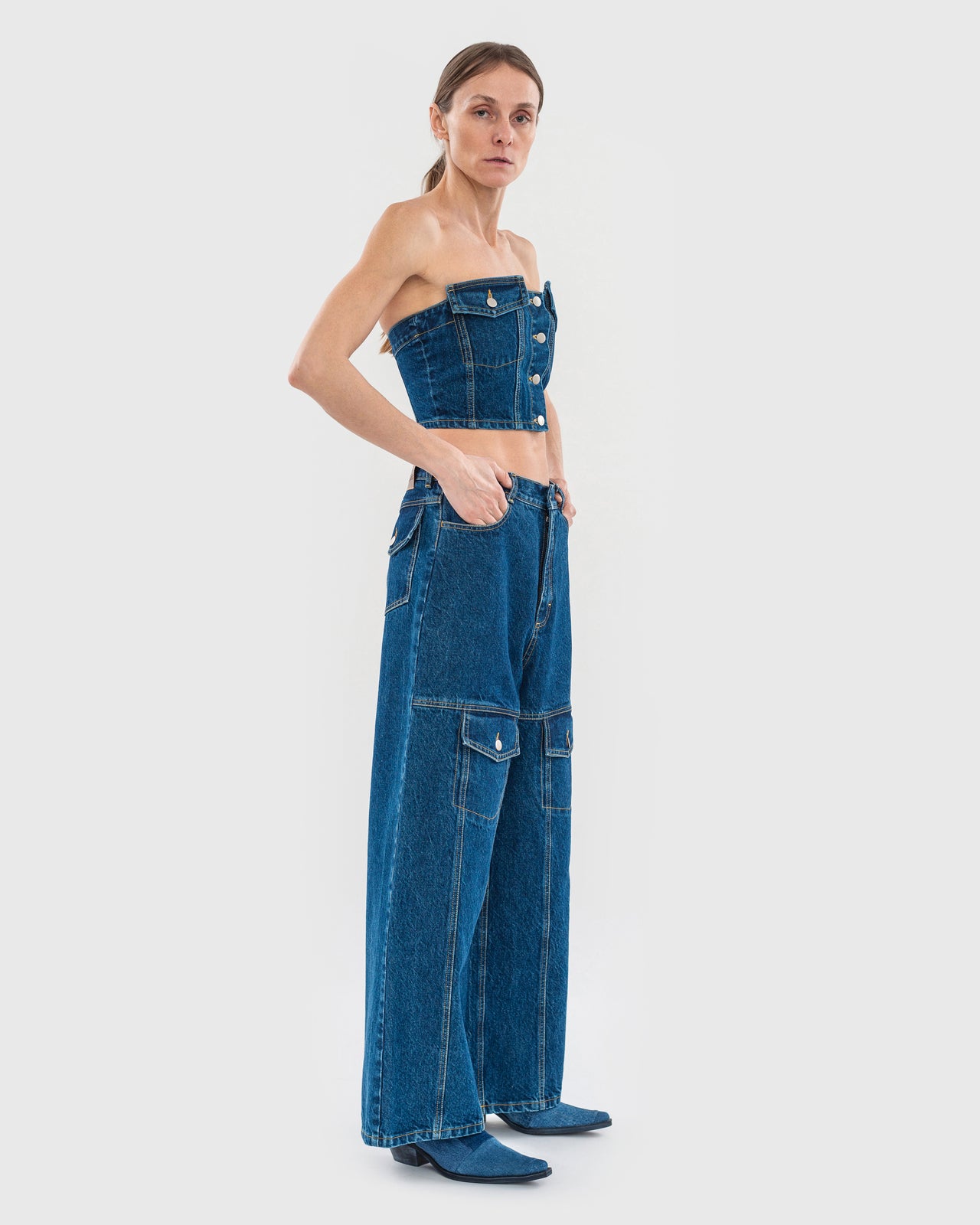 Buy Facing Denim Top – Tops by Ksenia Schnaider | Ethical & Sustainable Fashion