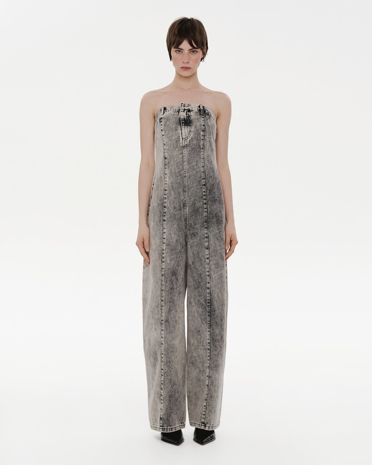 Buy Grey Acid Wash Denim Overall – Bottoms by Ksenia Schnaider | Ethical & Sustainable Fashion